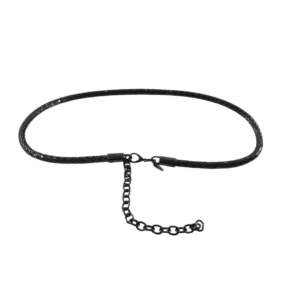 32W Snake Chain Gunmetal Belt Made in Italy Metallic Metal Silver Scales